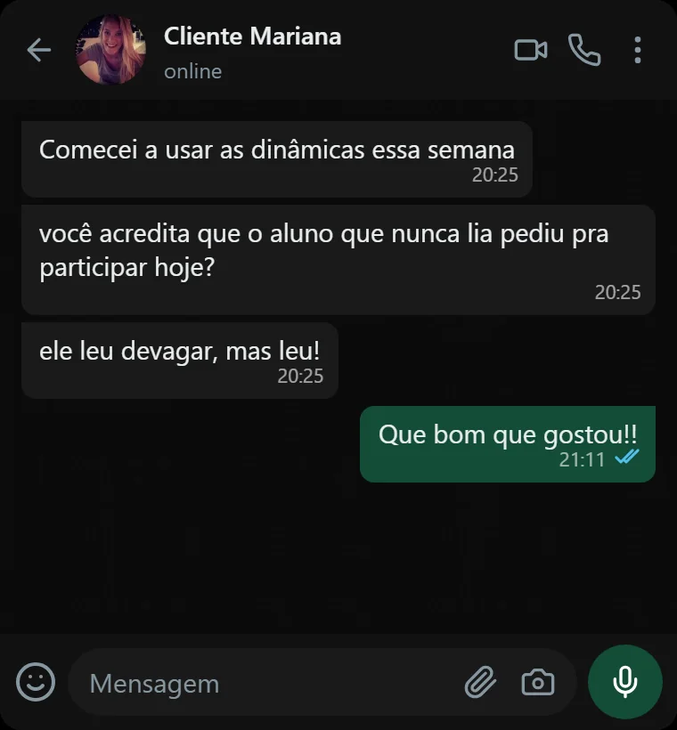 Depoimento de cliente — Mariana